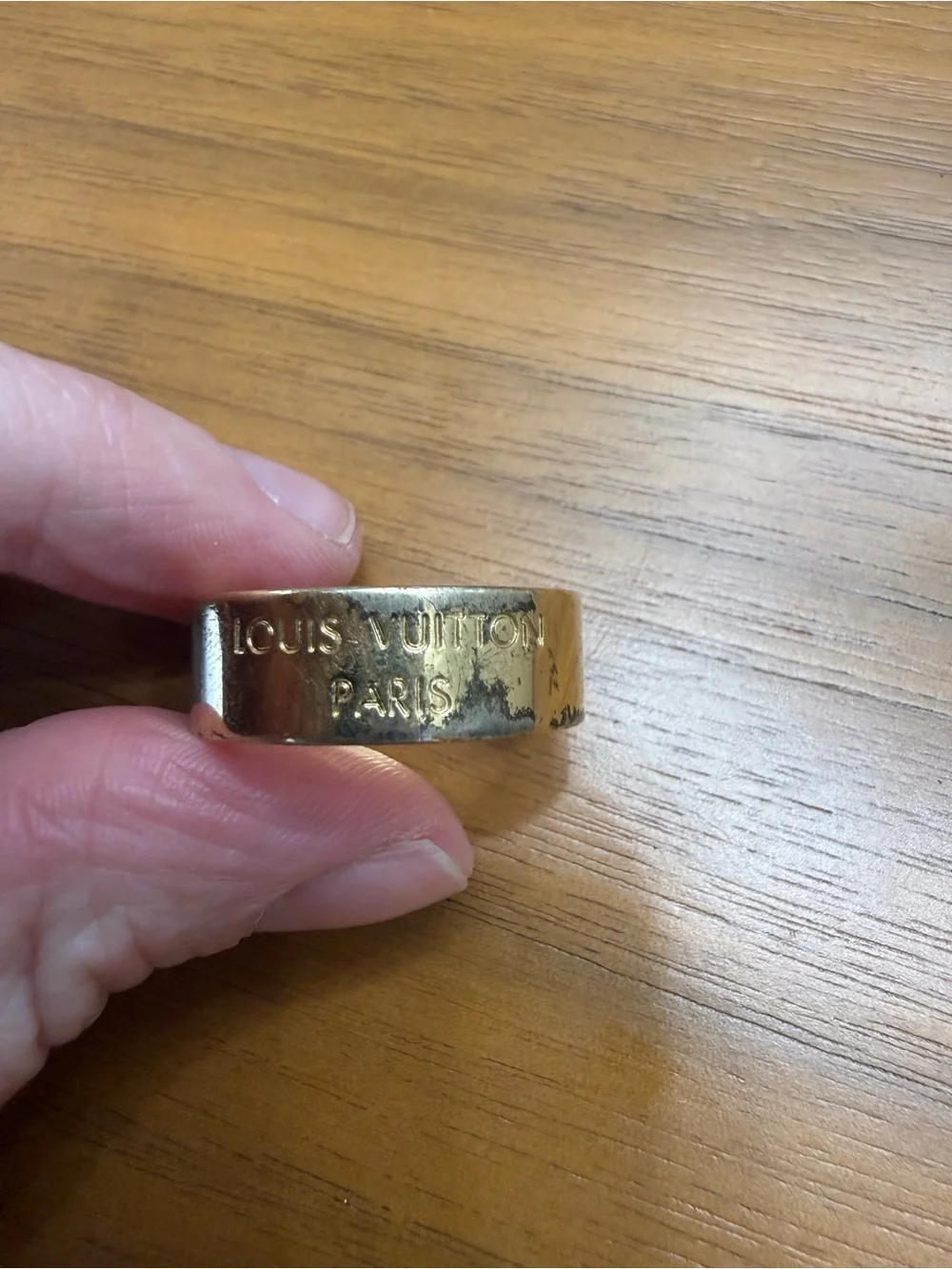 Louis Vuitton Gold Logo Wide Men's Cuff Bracelet